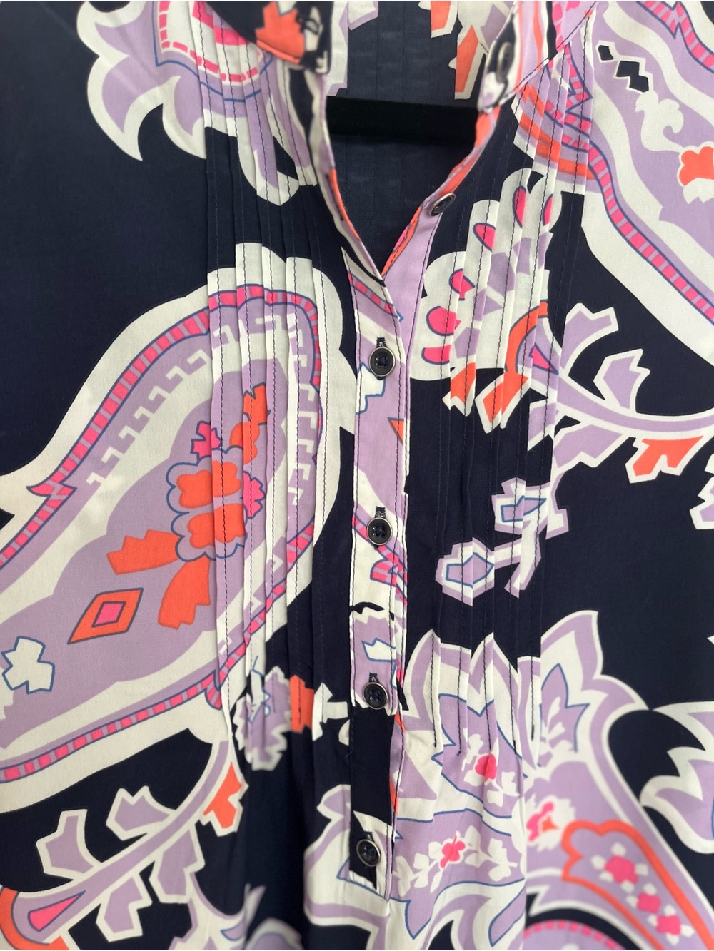 Gap Navy Purple Paisley 3/4 Sleeve Shift Tunic Dress with Pockets Large - Picture 9 of 11